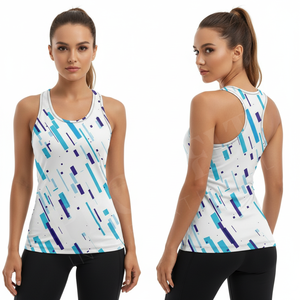 เสื้อกีฬาขายส่งราคาถูก เสื้อกล้ามแบบ Racerback น้ำหนักเบา สำหรับออกกำลังกายและวิ่ง พิมพ์ลายได้ทั่วตัว มีไซส์พลัสไซส์ - Product Image 3