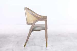 Silla de Comedor Moderna Escandinava de Madera Maciza Tapizada en Lana Gris Claro para Muebles de Hogar - Product Image 5