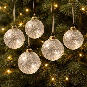Luxury High Quality Embossed Glass | <b>Christmas</b> Ball Ornament Modern Machine-Made Hanging <b>Tree</b> Decoration Festive Home 1 Color - Product Image 2