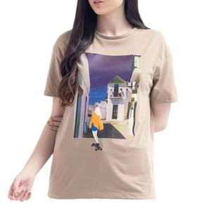 Camisetas de Cuello Redondo para Mujer, 100% Algodón, Cómodas, Formales, de Manga Corta, con Logotipo Personalizado Impreso en la Parte Delantera, Color Liso, Ecológicas, Corte Regular - Product Image 1