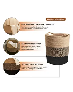 Jute <b>Laundry</b> <b>Basket</b> for Clothes and Toy Storage, Jute Storage <b>Basket</b> and <b>Laundry</b> Bag - Product Image 3