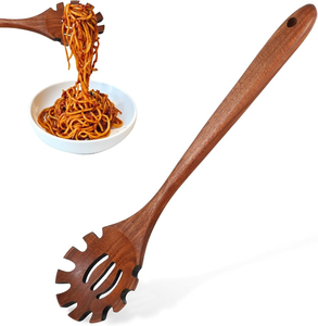 Ustensiles de cuisine en bois d'acacia, compatibles lave-vaisselle, cuillère/fourchette à nouilles de haute qualité et à long manche - Product Image 1