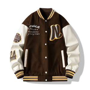 Nueva Chaqueta Universitaria Personalizada con Mangas de Cuero Negro y Cuerpo de Lana, Chaquetas Universitarias Americanas Juveniles - Product Image 6