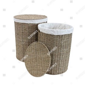 Panier de rangement multifonctionnel en jonc de mer, rond, rustique, écologique, à vente rapide, pour la maison et le bureau - Product Image 5
