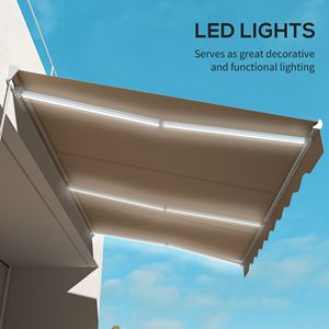 Tenda da Sole Elettrica Bianca Crema 16.5x10 LED con Telecomando per Esterni, Bracci Pieghevoli, Materiale PVC, Estensibile fino a 5m - Product Image 6