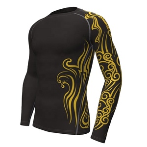 OEM ODM Unisex Rash Guard UPF50+ Full Sleeve Spandex Polyester Sublimation <b>Printed</b> Compression Shirt MMA <b>Surfing</b> Diving Gym Wear - Product Image 1