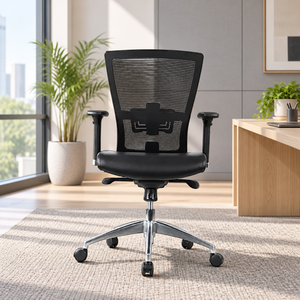 Fauteuil ergonomique moderne en tissu avec cadre en plastique, accoudoirs fixes, hauteur réglable, pour chambre et usage commercial - Product Image 1