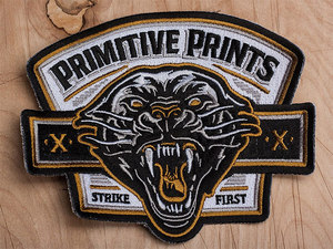 Oh Laws He Treading <b>Cat</b> Patch Rectangular Embroidered Iron-On <b>Fabric</b> Applique laser cut - Product Image 2