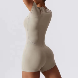 Mono de mujer de cintura alta con cuello cuadrado y manga corta, color liso, control de abdomen, moldeador, estilo minimalista, ropa de calle, primavera-verano - Product Image 3