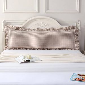 <b>Extra</b> <b>Large</b> Ruffled Lumbar Cushion Cover, 100% Cotton Printed Striped Frilled <b>Pillow</b> Red Ticking Stripe 16X41" - Product Image 3