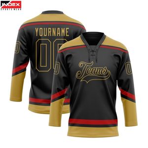 Camiseta de Hockey sobre Hielo INDEX Sports Wear, Cuello en V, Manga Larga, Logotipo de Equipos Sublimado, Corte Regular para Hombre Adulto, Poliéster que Absorbe la Humedad - Product Image 1
