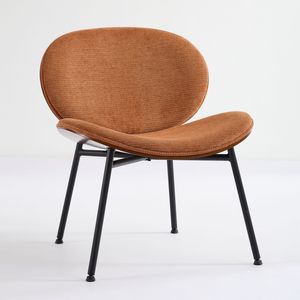 Poltrona Moderna Stile Mid-Century con Seduta Singola in Tessuto Arancione, Finitura Noce e Schienale Confortevole per Soggiorno - Product Image 3