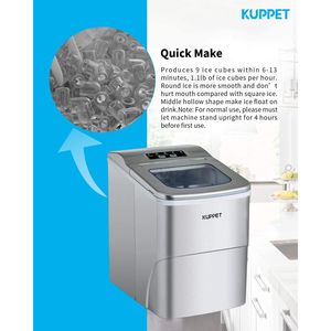 Macchina per il Ghiaccio da Banco Portatile con Display LCD, 9 Cubetti Pronti in 6 Minuti, Produzione 26 Libbre/Giorno, Capacità di Stoccaggio 60kg - Product Image 3