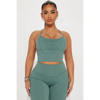 Ensemble de yoga 2 pièces personnalisé pour femme, taille haute élastique, léger, en Spandex/Polyester, effet seconde peau, grandes tailles, pour la gym