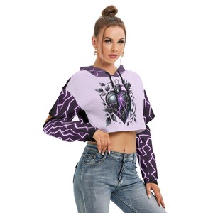 Sudadera con Capucha Corta Gótica para Mujer, Mangas Regulares, Transpirable, de Poliéster, Informal de Invierno, 200g, Sudadera de Punto de Manga Larga - Product Image 4