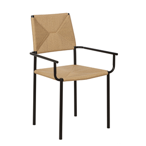 Chaise de salle à manger scandinave en bois légère capitonnée avec assise en rotin et dossier moderne, mobilier pour entrée d'appartement et maison - Product Image 1