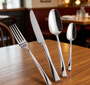 Ensemble de couverts traditionnels de luxe en acier inoxydable plaqué, couteau, fourchette et ustensiles de service à prix avantageux - Product Image 6
