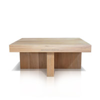 Table basse carrée naturelle convertible exclusive en bois de teck massif épais de 10 centimètres meubles de salon modernes