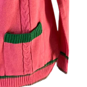 AKA Salmon Pink & Apple Green <b>Cardigan</b> <b>Sweater</b> Button Front Knit Long Sleeve Women's Sorority Casual Layering Apparel - Product Image 3