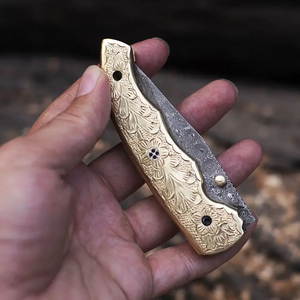 Cuchillo de Bolsillo Multifuncional Burraq DIY Hecho a Mano con Acero de Damasco, Hoja de 7 Pulgadas, Mango de Madera, Funda de Cuero, OEM/ODM - Product Image 3