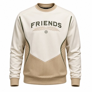 Sudadera Estampada con Cuello Redondo para Hombre, Corte Regular, Tejido de Punto, Estilo Casual Otoñal, Diseño Beige - Product Image 1