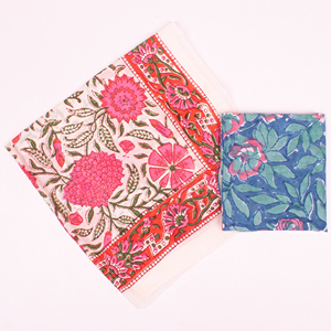 21x21" Craftjaipur Luxury Handkerchief Bandana Hand Drawn Cotton <b>Square</b> <b>Scarf</b> Breathable Casual Spring Fashionable Unisex Wrap - Product Image 4