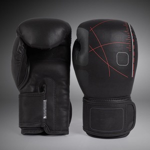 ถุงมือชกมวยหนังคุณภาพสูงสีดำสำหรับ MMA แบบปรับได้ พร้อมสายรัดแบบ Hook and Loop  รับสกรีนโลโก้ ขายดีอันดับต้นๆ สำหรับกีฬาซานด้า - Product Image 3