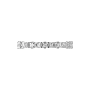 Anillo de Boda TISHYA DIAMOND de Oro Blanco de 14K con Diamante Natural de Corte Brillante Redondo Vintage, Talla 9 para Mujer - Product Image 3