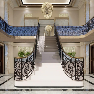 Barandilla de Escalera Moderna de Hierro Forjado, Diseño Personalizado, Balaustres Decorativos de Hierro Negro Forjado a Mano para Escaleras Interiores Elegantes - Product Image 1
