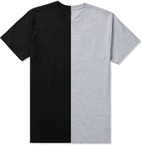Custom T Shirt with Crew Neck Half Sleeve Color Block Two Tone t Shirt Split t Shirts with Embroidered logo - Product Image 1