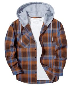 SwissWell Men's <b>Flannel</b> <b>Shirt</b> Long Sleeve Plaid Hooded Casual Lumberjack Work Jacket Regular Fit D123 Orange <b>Blue</b> M Spring - Product Image 3