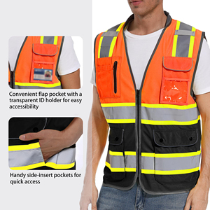Multi Function Safety Vest With Silver Strips High Visibility Protective Clothing For Handling Warehouse <b>Logistics</b> - Product Image 5