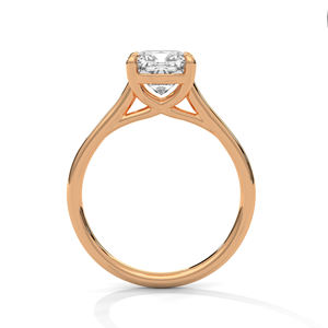 Anillo Minimalista de Compromiso en Oro Rosa de 14k con Diamante Cultivado en Laboratorio con Corte Cojín, Joyería para Mujer - Product Image 3