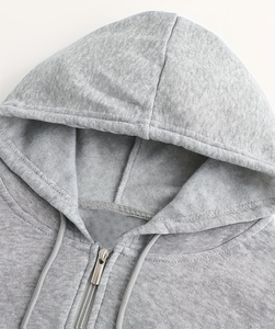 Men's Hooded Zipper Sweatshirt Regular Fit Solid Gray Casual Autumn Wear 100% Cotton Knitted Breathable Design made Bangladesh - Product Image 3