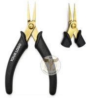 Pince à épiler Xuron professionnelle à pointe dorée en acier inoxydable avec manche noir, outil de préhension de précision léger et lisse pour bijoux
