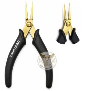 Pince à épiler Xuron professionnelle à pointe dorée en acier inoxydable avec manche noir, outil de préhension de précision léger et lisse pour bijoux - Product Image 1