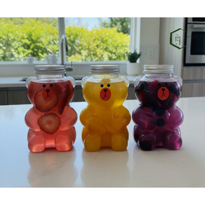 500ml <b>Cute</b> <b>Bear</b> Shape PET Plastic Bottle Jar with Aluminum Lid Made in Vietnam Screw Cap Seal for Beverage Packaging Export Asia - Product Image 2
