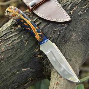 UA Supplies Industrial Grade 10" Hand Forged Carbon Steel <b>Mirror</b> Polish <b>Clip</b> Point Fixed Blade Hunting Knife Pine Cone Handle - Product Image 2