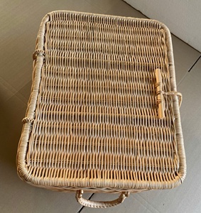 Caja de Almacenamiento Moderna de Ratán Natural Tejida a Mano con Protección Contra el Polvo y Asas en la Tapa, Cesta Rectangular Personalizable para Decoración del Hogar - Product Image 5