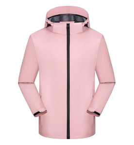 Veste coupe-vent à capuche bleu clair pour homme avec fermeture éclair, vêtements décontractés pour l'extérieur, saison automne, matière polyester - Product Image 2