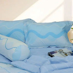 Juego de sábanas de tamaño completo de tela de microfibra de lujo personalizado patrón impreso relleno de poliéster antialérgico hotel ecológico - Product Image 5