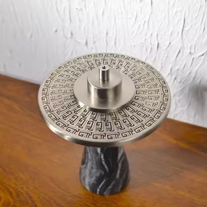 Laser Etched Islamic Pattern Disc Dark Swirl Stone Base Bukhoor Incense Burner Compact Aromatherapy <b>Desk</b> <b>Ornament</b> Bakhoor Burner - Product Image 1