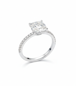 แหวนเพชรทรงคุชชั่นคัทสุดหรู ดีไซน์ครึ่งวงนิรันดร์ ทองคำขาวแท้ 14K 18K ประดับเพชรแบบพาเว่ สำหรับงานหมั้นและงานแต่งงาน - Product Image 1