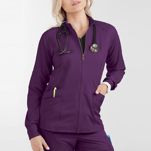 Women's Polar Fleece Scrub Warm Up Jacket with Embroidery Options Full Zip <b>Mock</b> <b>Neck</b> Medical Workwear for Nurses - Product Image 5