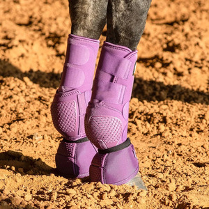 Protège-tendons pour chevaux en néoprène violet respirant, couleur unie, équipement équestre de protection des jambes - Product Image 3