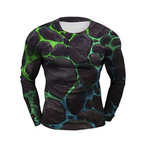 <b>Men</b> Long Sleeve MMA Rash Guard <b>Compression</b> <b>Shirt</b> Quick Dry Printed Polyester/Cotton Sports Top Custom Logo Training Tee - Product Image 4
