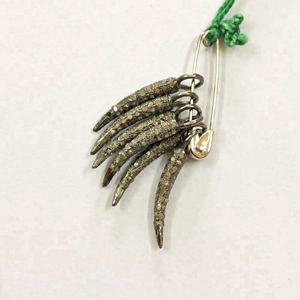 Collar con colgante de cuerno de diamante natural de Plata de Ley 925 al por mayor, hermosos abalorios de diamante personalizados, joyería chapada en oro - Product Image 1