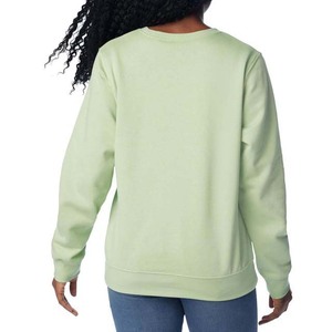 Sudadera de cuello redondo verde claro para mujer, informal, de forro polar, manga larga, lisa - Product Image 3