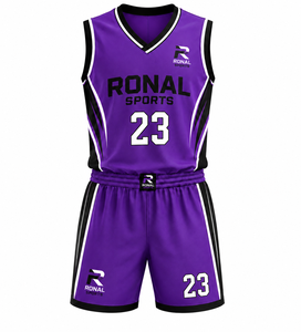 Ensemble d'uniformes de basketball personnalisés en sublimation violette, maillot et short de basketball pour hommes, respirant, séchage rapide, vêtements d'équipe OEM ODM Sport - Product Image 1
