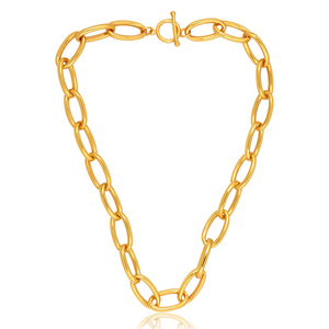 Collar de Cadena de Eslabones de Plata de Ley 925 Chapado en Oro de 18K Contemporáneo, Elegancia Moderna, Estilo Étnico, para Compromiso, Boda, Fiesta - Product Image 1